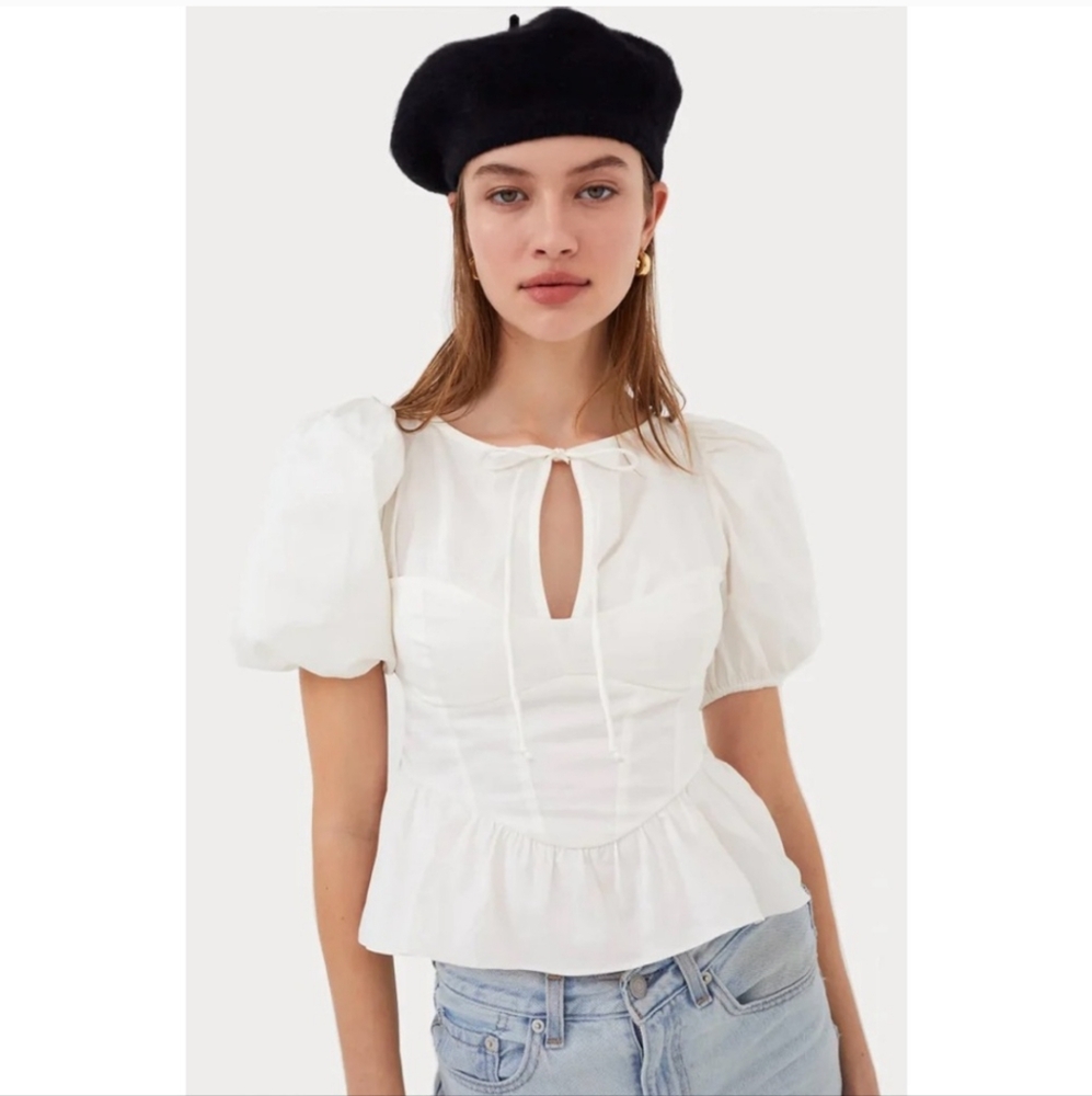 For Love and Lemons Jocelyn Poplin Top Size XS